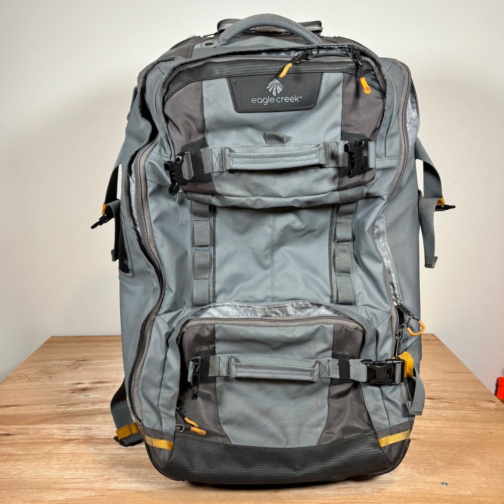 Eagle Creek ORV Trunk 30 Rolling Duffel Bag Gray Black Yellow Travel Luggage